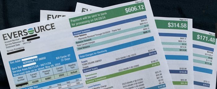 screenshot of Eversource Electric bill