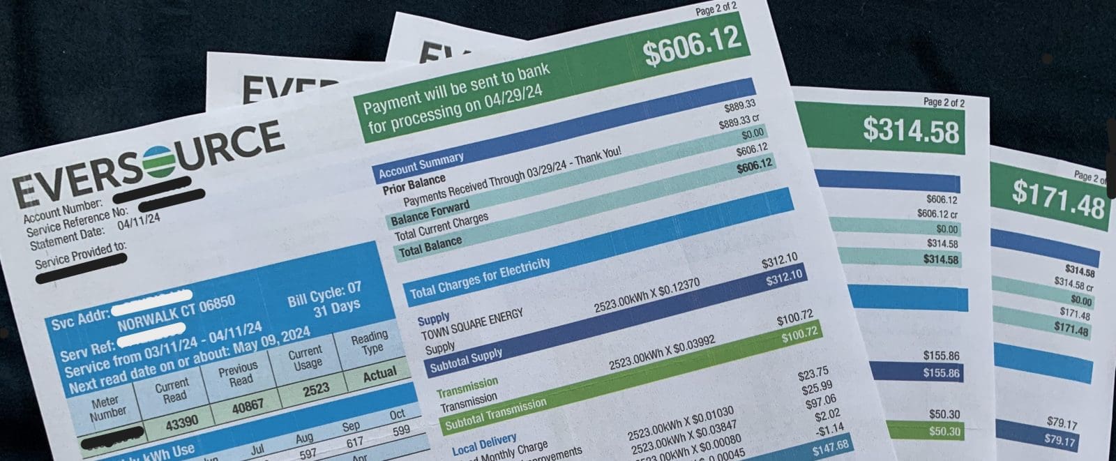 screenshot of Eversource Electric bill