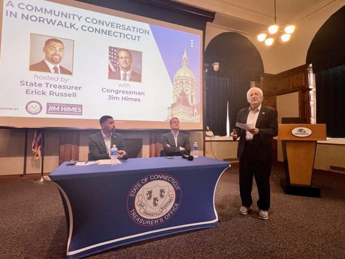Russell, Himes, Rilling at City Hall.